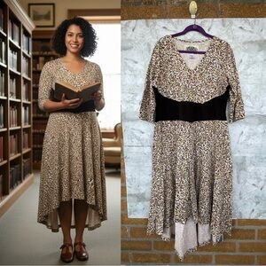 Effie’s Heart V-Neck Fit & Flare Dress | High-Low Polka Dot Knit | Size 2X